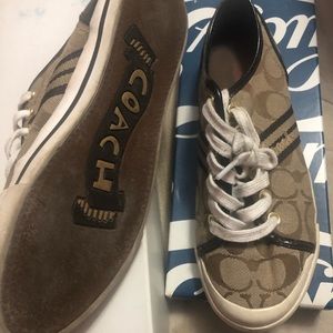 Brown/beige coach sneakers